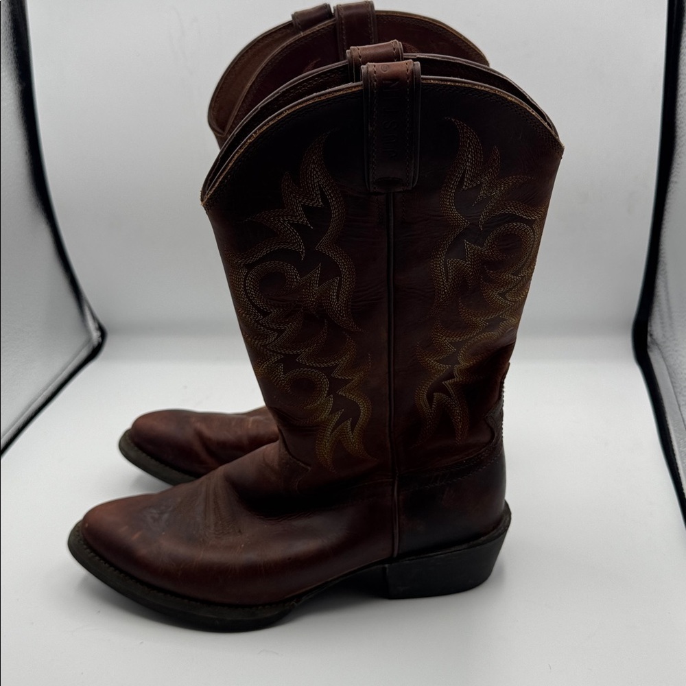 Justin 2551 Sorrel Apache Leather Cowboy Boot size 9 D 9D men’s boots justins - Picture 2 of 8